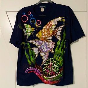 Vintage T-shirt in Tropical Fish Glitter Detail